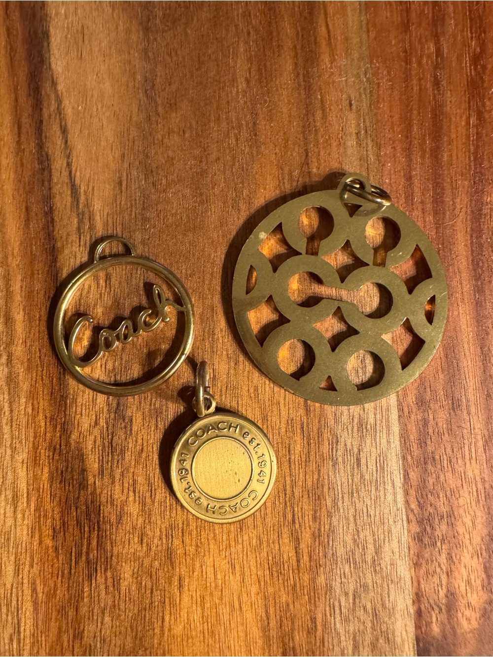 Coach Gold-Tone Logo Charm Trio